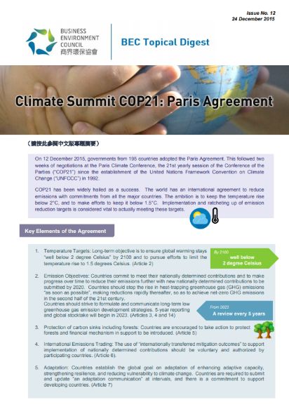 Issue 12: Climate Summit COP21: Paris Agreement