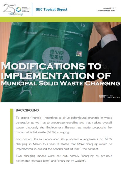 Issue 31: Modifications to Implementation of Municipal Solid Waste Charging