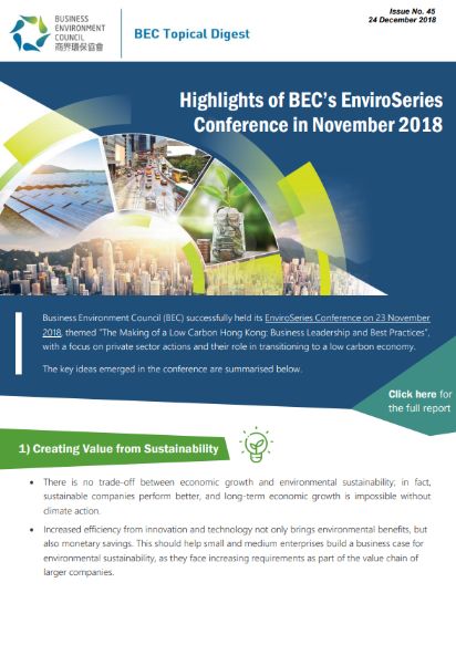Issue 45: Highlights of BEC’s EnviroSeries Conference in November 2018