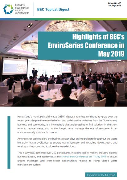 Issue 47:BEC Topical Digest – Highlights of BEC’s EnviroSeries Conference in May 2019